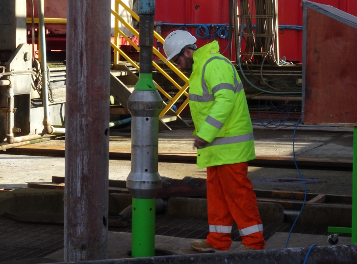 Raptor Oil’s telemetry tool running in below the drill floor as part of testing