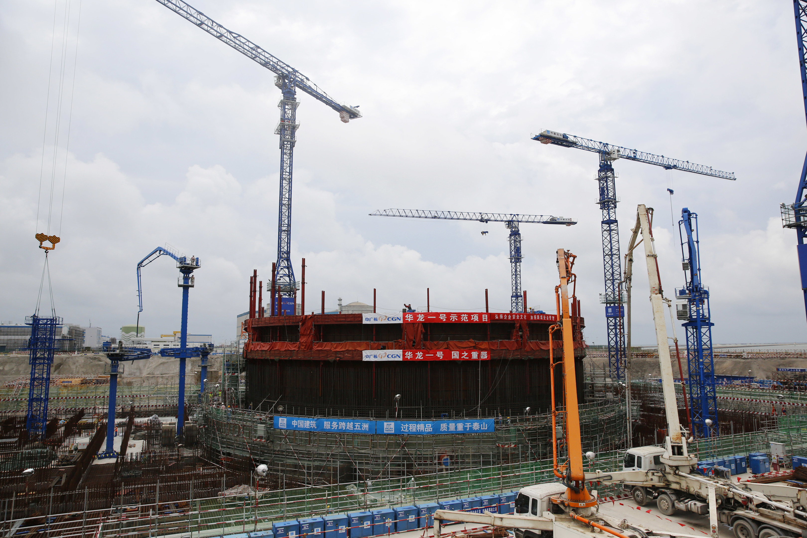 A nuclear reactor under construction