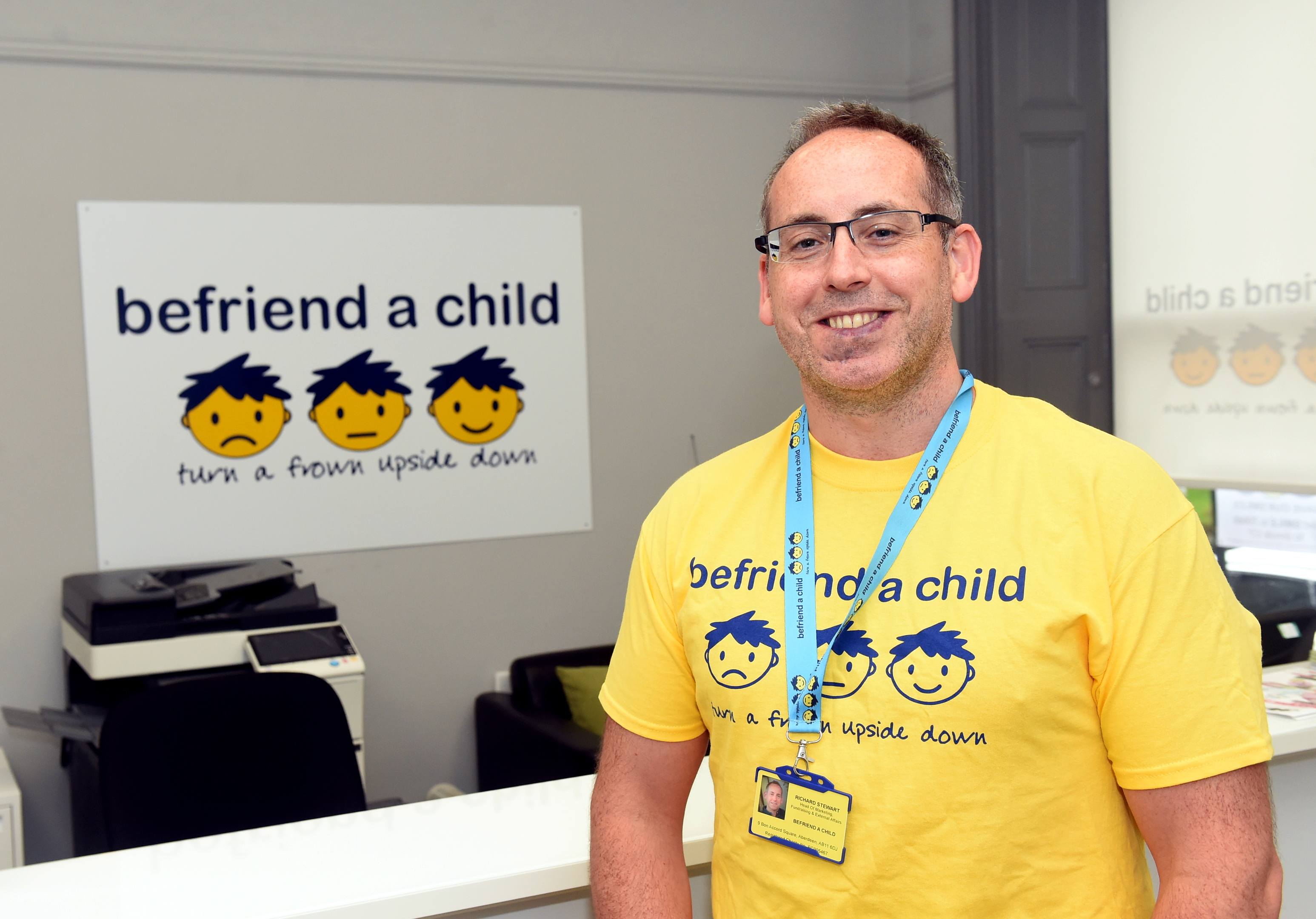 Richard Stewart at Befriend a Child, Bon Accord Square, Aberdeen.