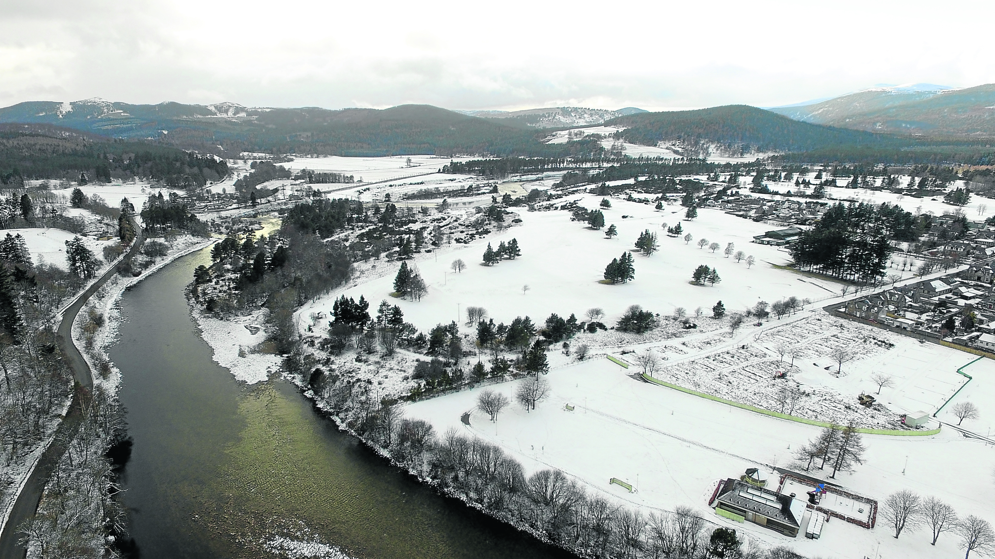 School closures across Aberdeenshire as snow from Beast from the East hits Scotland.
Snow covering Ballater area.

Aerial Image - Drone / Phantom 3 advanced.

Picture by KENNY ELRICK     27/02/2018