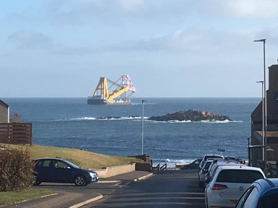 The Asian Hercules arrives in Peterhead for foundation delivery. Picture by Gordon Morrison.