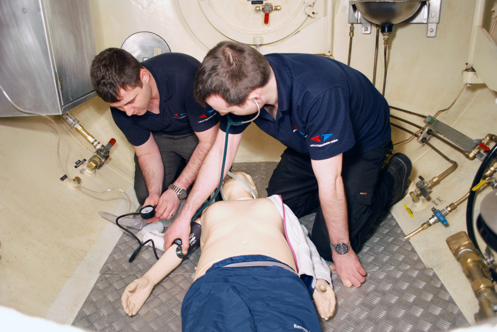 Practical training module for IMCA Diver Medic Technicians at JFD’s National Hyperbaric Centre.