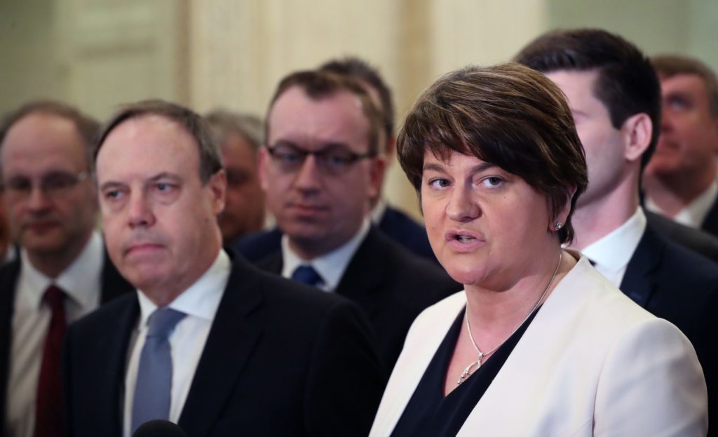 DUP leader Arlene Foster (right) and Deputy DUP leader Nigel Dodds (left)  Niall Carson/PA Wire