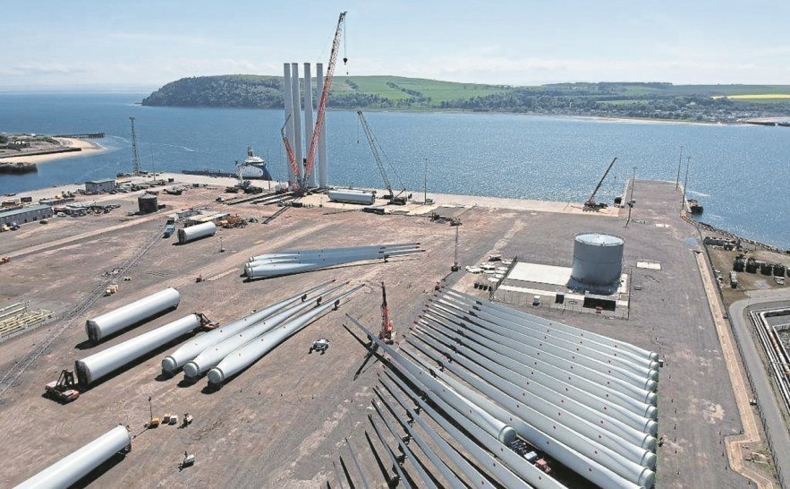 Components for the Beatrice offshore windfarm at Nigg Energy Park.