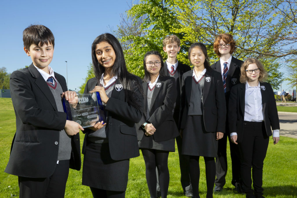 Monday 14th May 2018, Aberdeen, Scotland - Winner of the SUBSEA UK STEM Challenge Royal Grammar School from Newcastle.

Pictured:  Students from Royal Grammar School from Newcastle L-R Phillip Daniel, Faizah Ashraf, Abi Tang, Sandrik Andriychenko, Jiawen Dang, Aidan Ewart, Katy Read.

(Photo: Ross Johnston/Newsline Media),