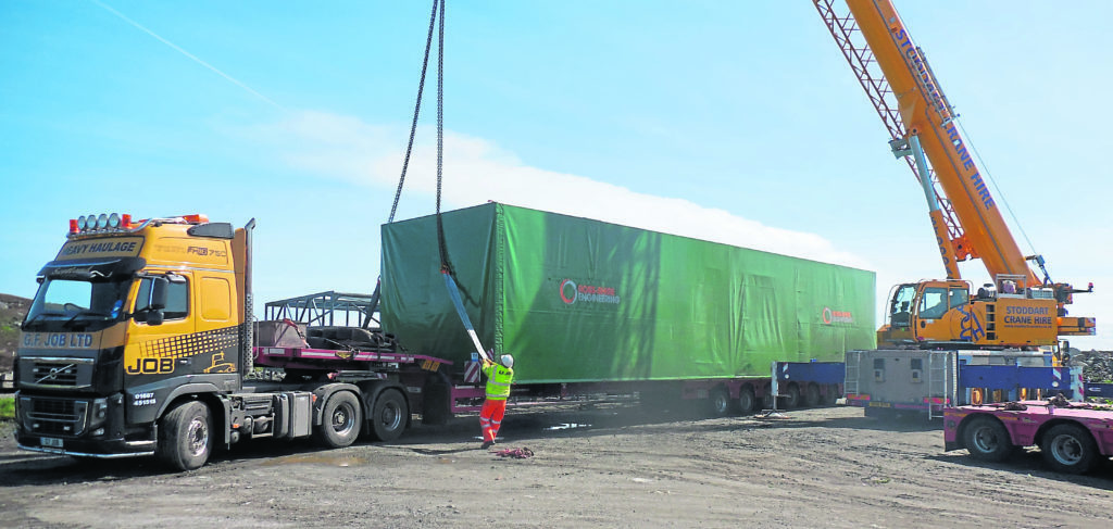 Preparing to transport the unit in sections to the Outer Hebrides.