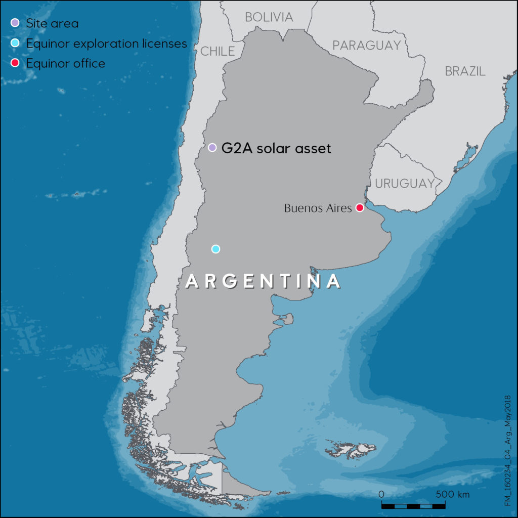 A map showing the location of the G2A solar farm.