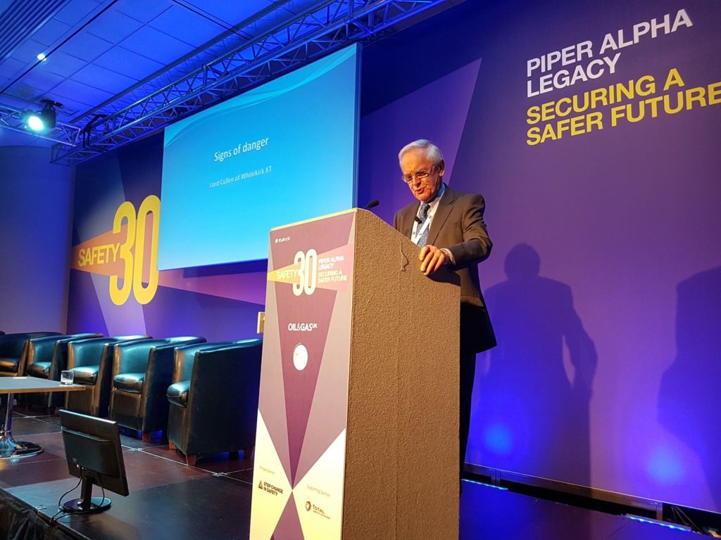 Lord Cullen addressing the Safety 30 Conference at the AECC