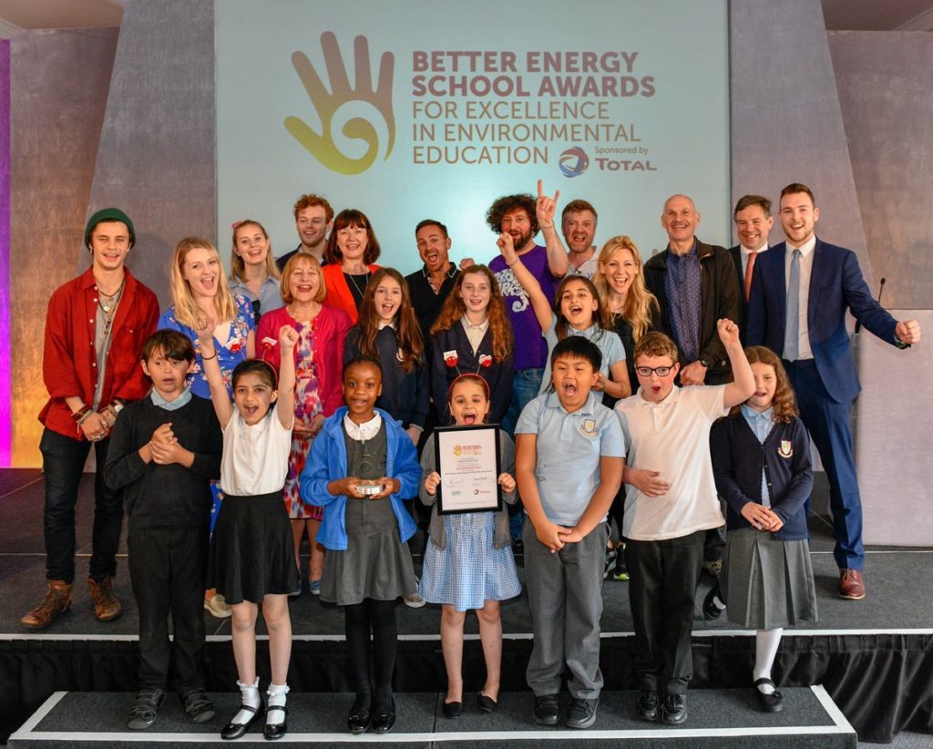 Hanover Street School ‘UK Champions of the 2018 Better Energy School Awards’ at the awards ceremony yesterday at London Zoo (photo courtesy of Christian Trampeneau)