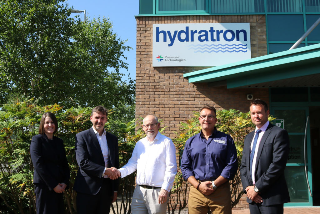 Picture (L-R): Kerrie Murray, Pryme Group CFO; Angus Gray, Pryme Group CEO; John Hayward, Pressure Technologies CEO; Findlay Beveridge, Hydratron commercial director; and, Murray Kerr, Pryme Group COO.