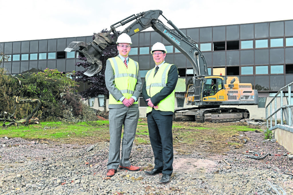 Iain Landsman of CBRE, left, and Graeme Nisbet at the demolition site.