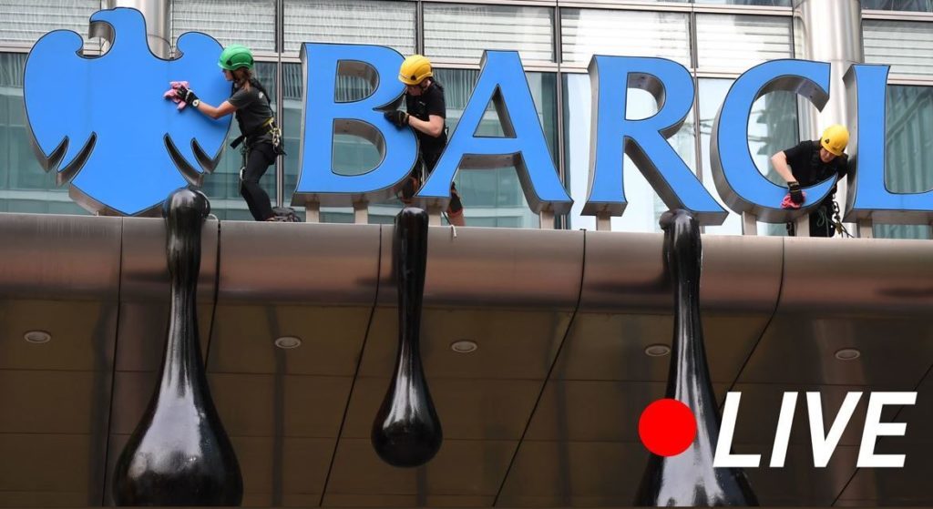 Barclay's Bank was targeted by Greenpeace activists in 2018 over its link to fossil fuel investment.