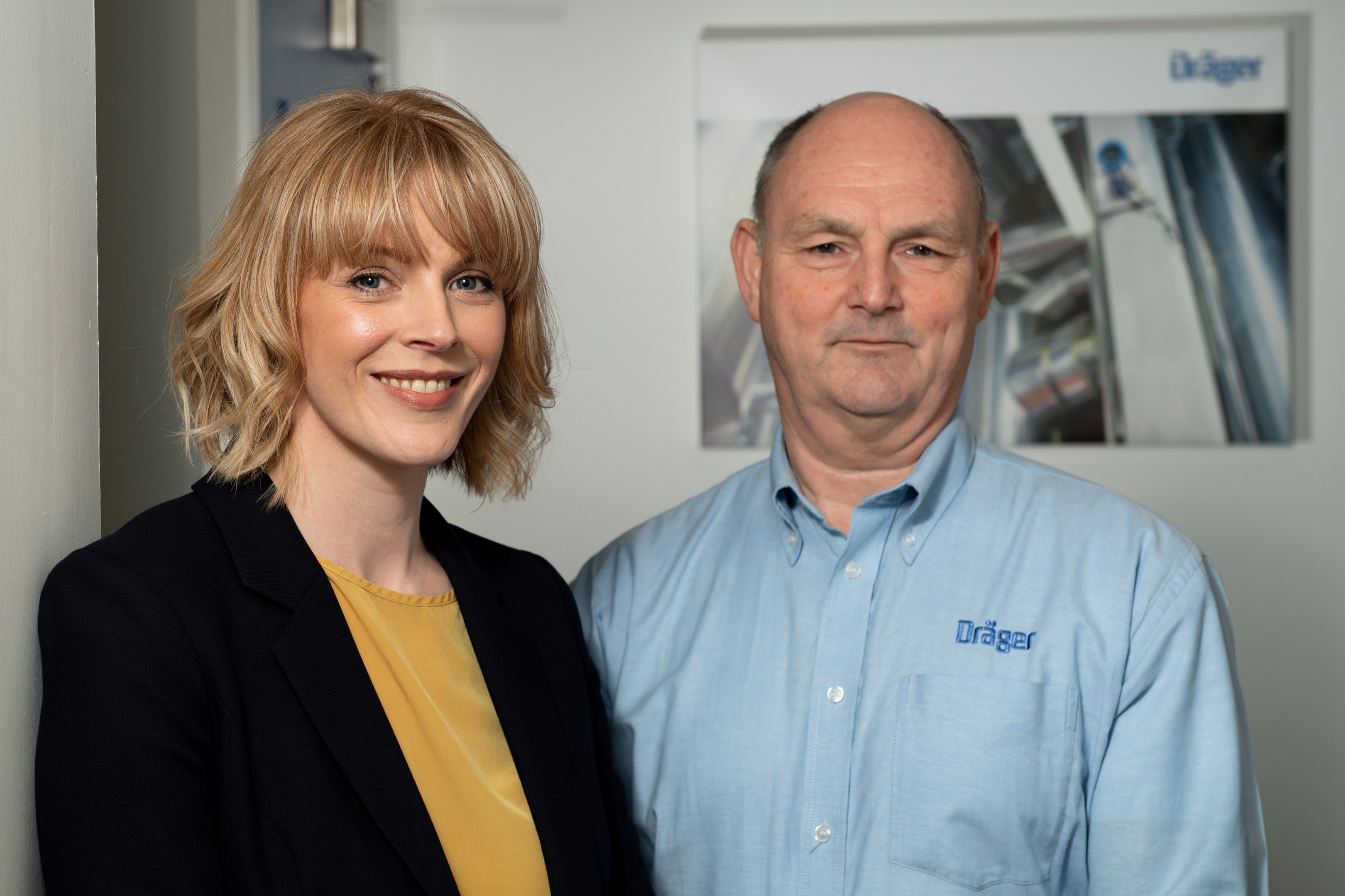 Dräger UK Managing Director Mike Norris (right) welcomes Kelly Murray at the company’s Aberdeen base