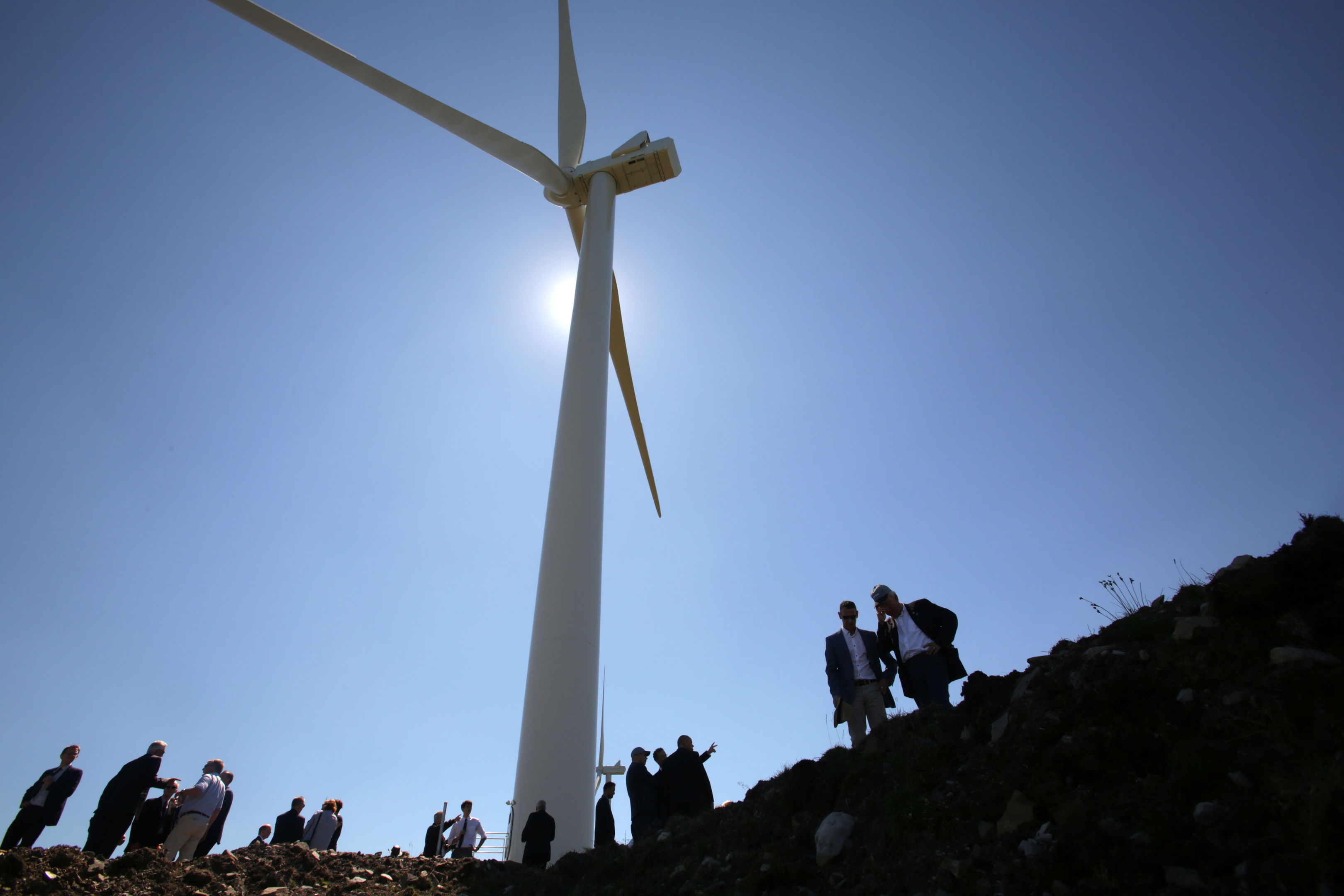 new wind farm is opened by Nestle UK and their partners Community Windpower in Dumfries and Galloway. PRESS ASSOCIATION Photo. Picture date: Tuesday July 3rd, 2018. The wind farm comprises 9 turbines producing approximately 125GWh of power per annum, enough to supply the annual demands of 30,000 homes. Photo credit should read: Dave Cheskin/PA Wire