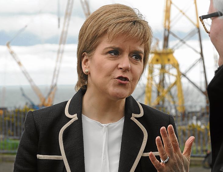 First Minister Nicola Sturgeon at a yard which used to be owned by BiFab.