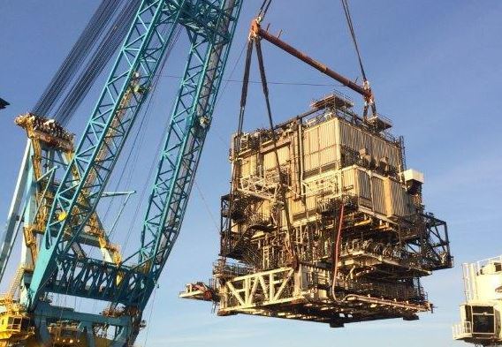 Decommissioning work at the Miller platform in the North Sea.