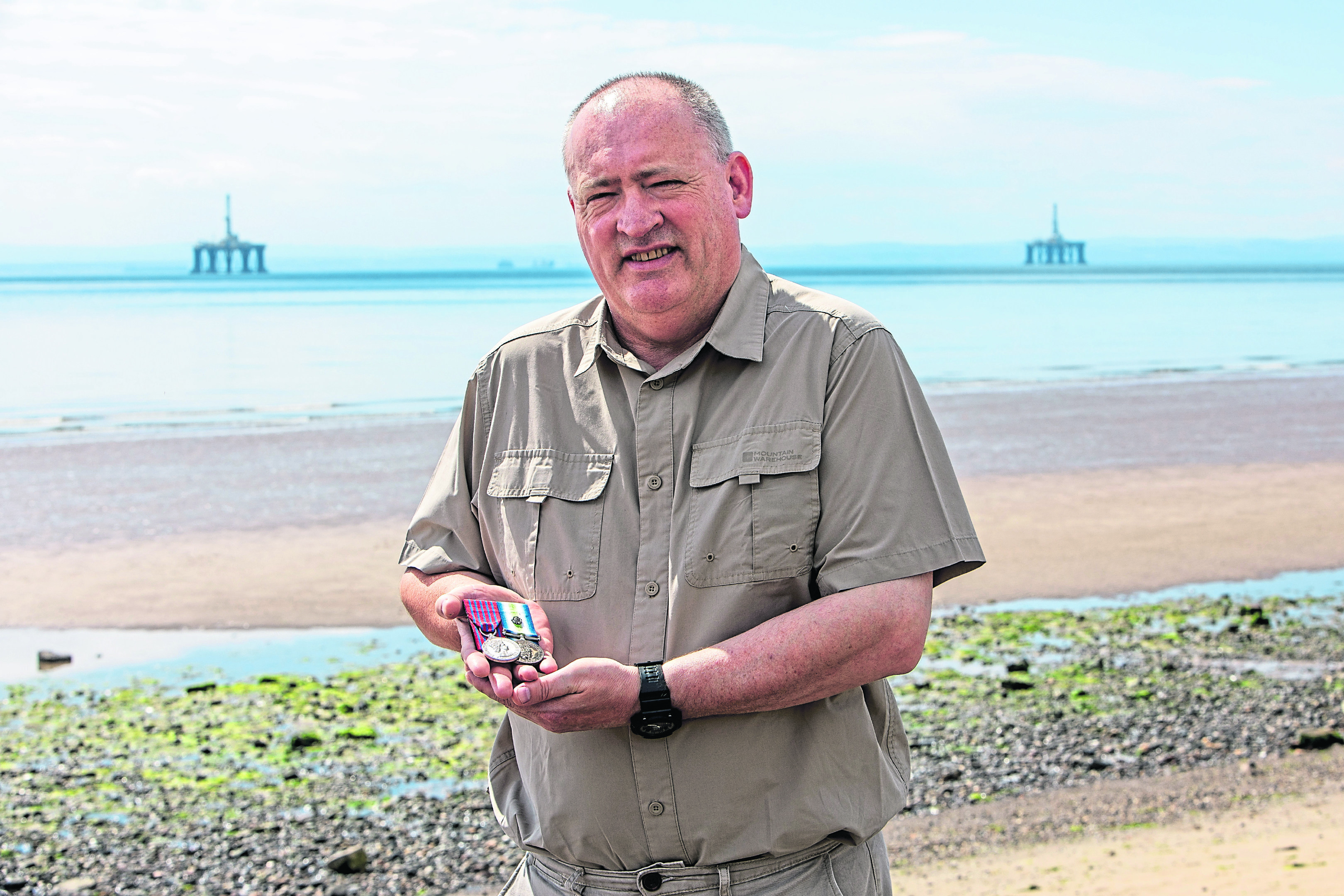 Charles Haffey (56) with his George Medal awarded for the rescues on Piper Alpha disaster  - Thursday 5th July 2018