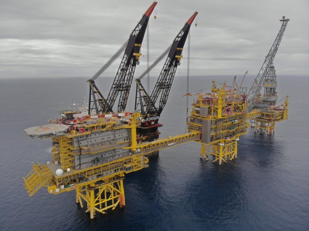 SSCV Thialf installing the Culzean topsides