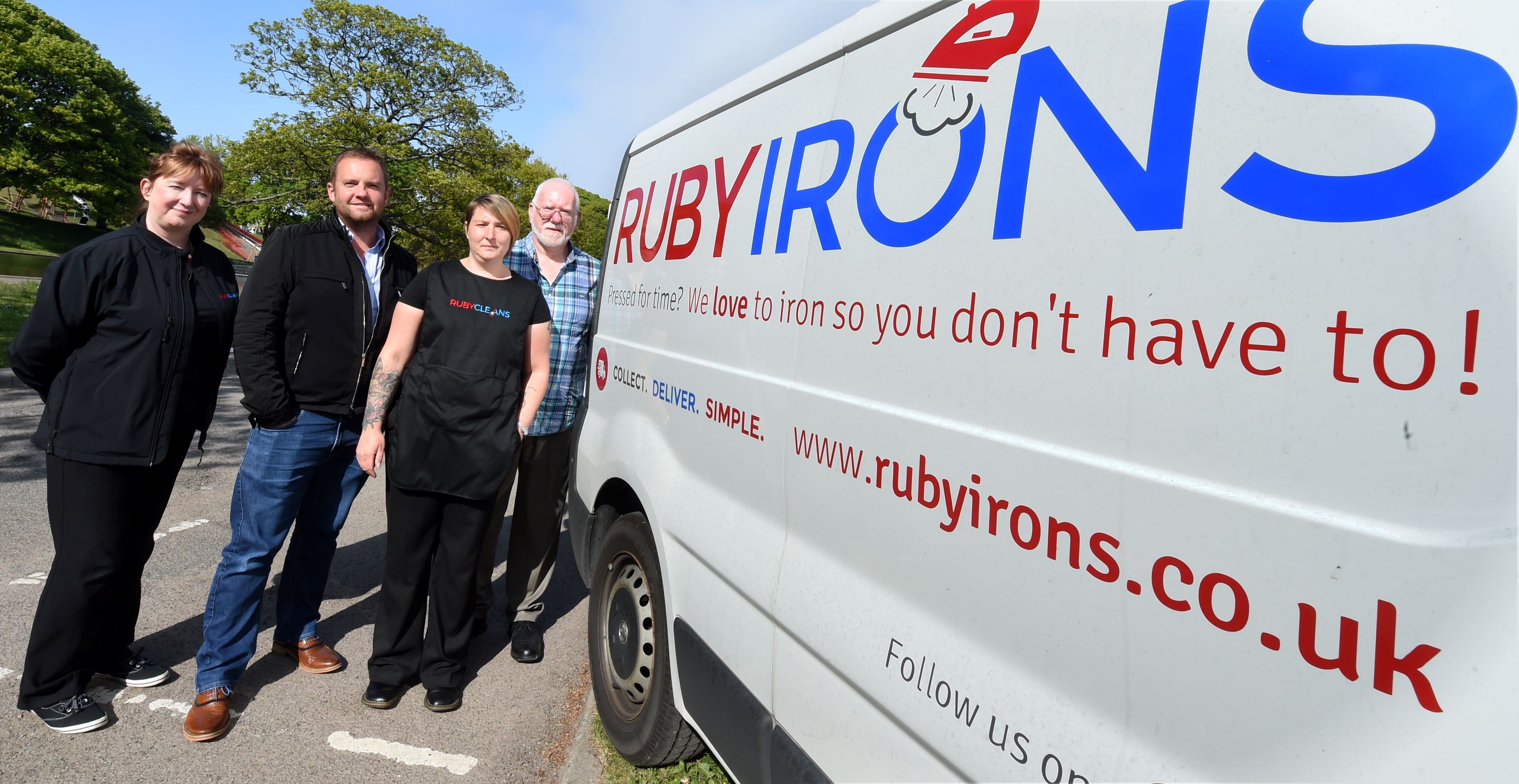 Oilman to ironman. The staff are pictured with vans at Duthie Park, Aberdeen. In the picture are from left: Fiona Ramsay, Johnny Montgomerie, Nicola Downie, and Murray Douglas.