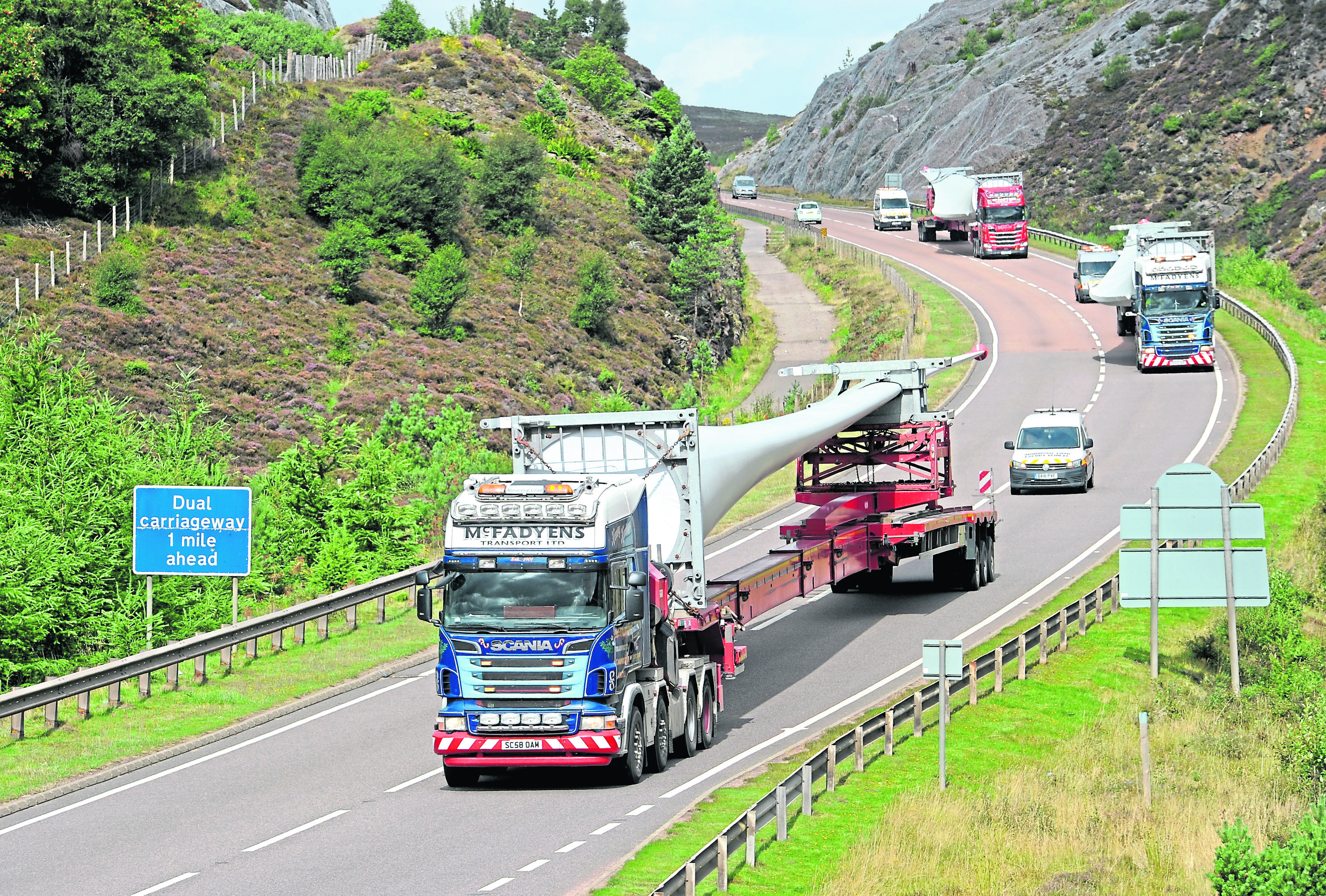 The first of many wind farm convoys made its way from Inverness down the A9 to Aviemore before turning north again for the Tom Nan Clach Wind Farm on Dava.