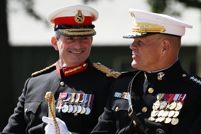 Former Major General Smith, in his former role as head of the Royal Marines, with General Robert Neller, Commandant of the United States Marines Corps. PIC: Royal Navy website