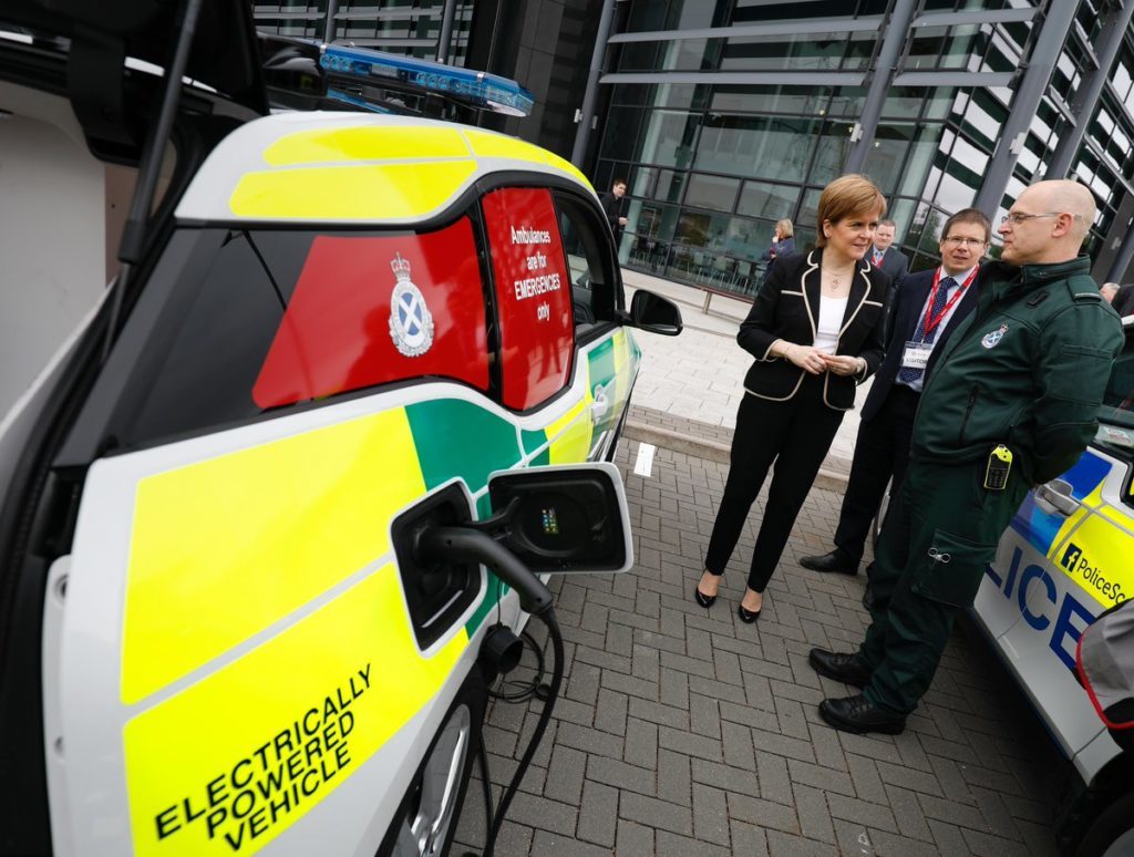 Nicola Sturgeon has unveiled funding for electric vehicle charging
