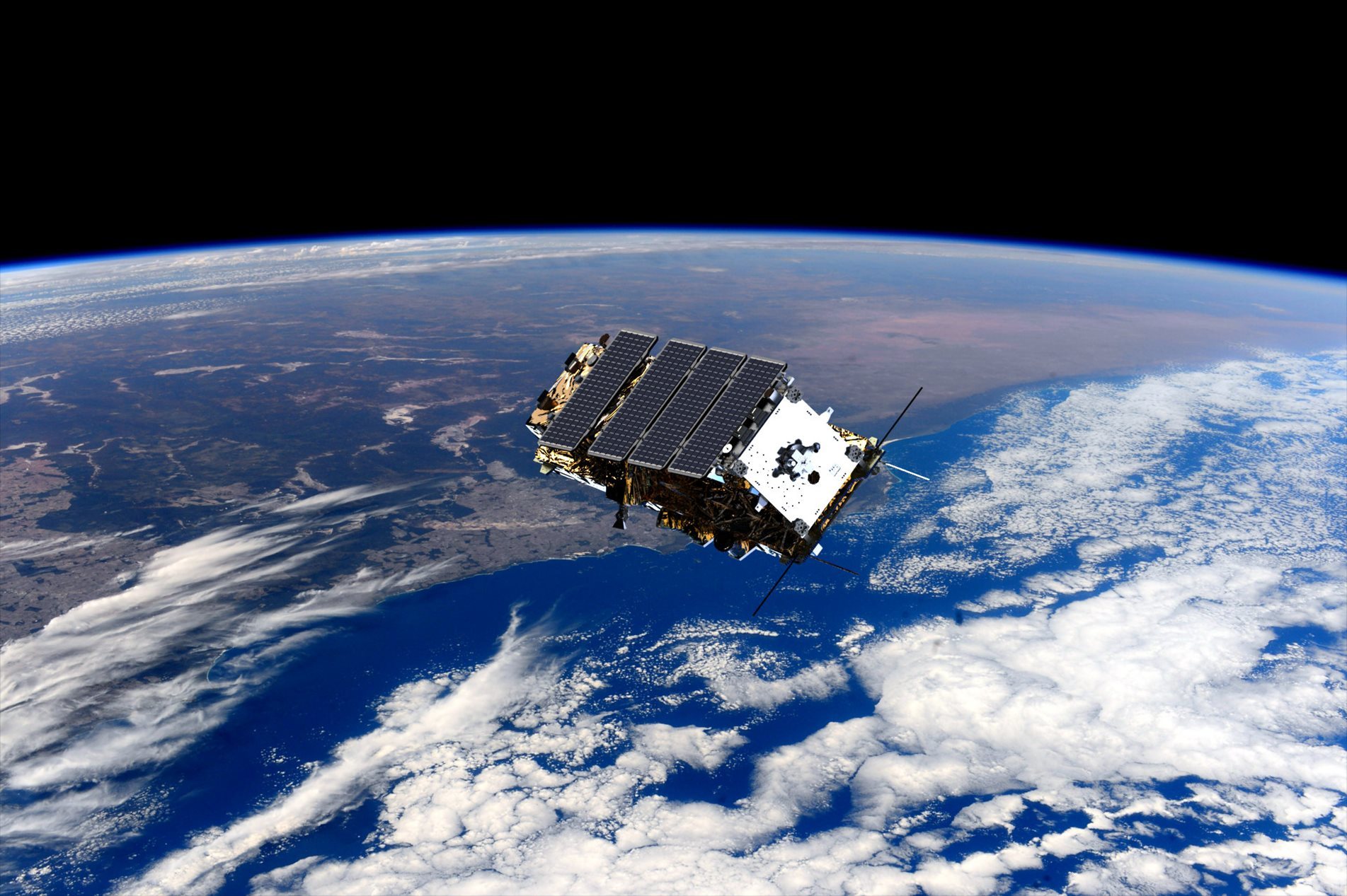 Computer generated image of NovaSAR-1 in orbit. Credit: SSTL