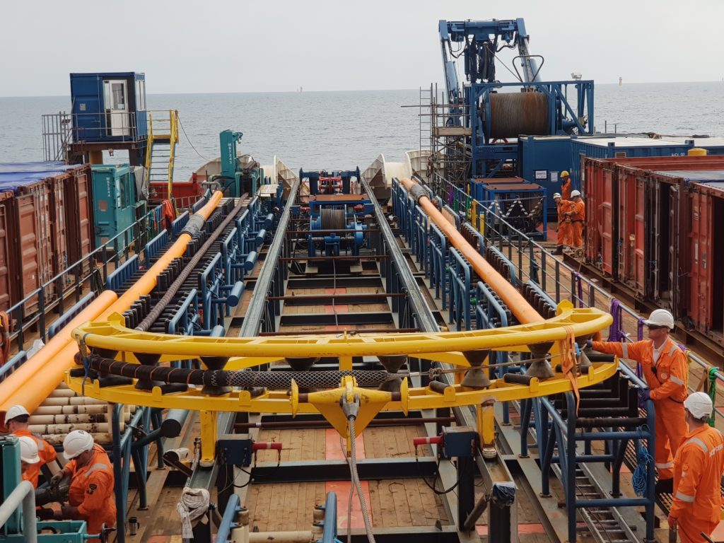 Seaproof Solutions CPS being installed on the world’s largest offshore windfarm, Hornsea Project One. Photograph courtesy of DEEPOCEAN.