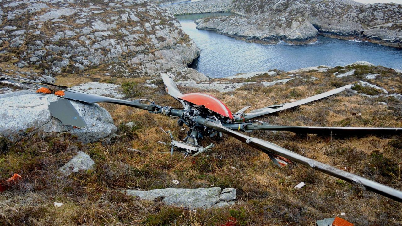 The rotor from the Super Puma which crashed near Bergen in 2016.