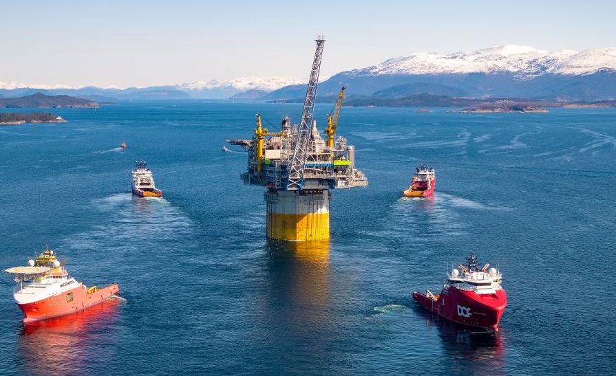 The tow-out of the Aasta Hansteen platform to the Norwegian Sea took place earlier this year. Pic: Equinor