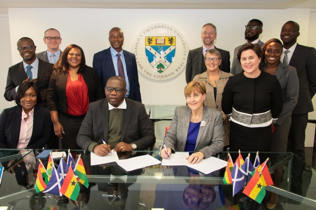 (Front) Egbert Faibille Jnr, Chief Executive Officer of the Petroleum Commission Ghana and Professor Valerie Webster, Deputy Vice-Chancellor Academic from Glasgow Caledonian University.