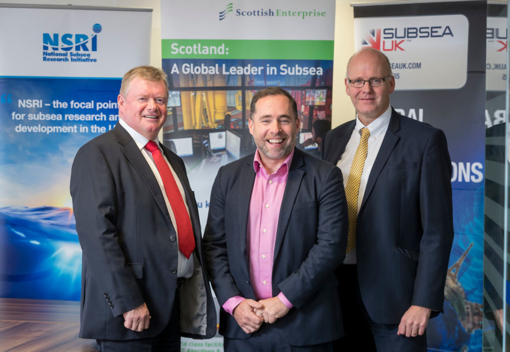 Tony J.A Laing, Director, National Subsea Research Initiative, David Rennie, Head of Energy, Oil and Gas, Scottish Enterprise and Neil Gordon, Chief Executive, Subsea UK.