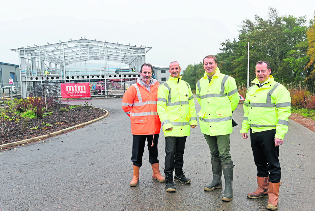 Business Feature
Pictured are from left, John Houston (Finance Director at EV), Tobben Tymos (Sales and Marketing Director at EV), Neal Still (South Fornet Estates) and Graeme Nisbet (FG Burnett director).  Commercial property story on FG Burnett marketing a speculative development at Westpark Commercial Offices and Business Park
Westpark Drive, Blackburn, Aberdeen.
Picture by DARRELL BENNS    
Pictured on 05/11/2018