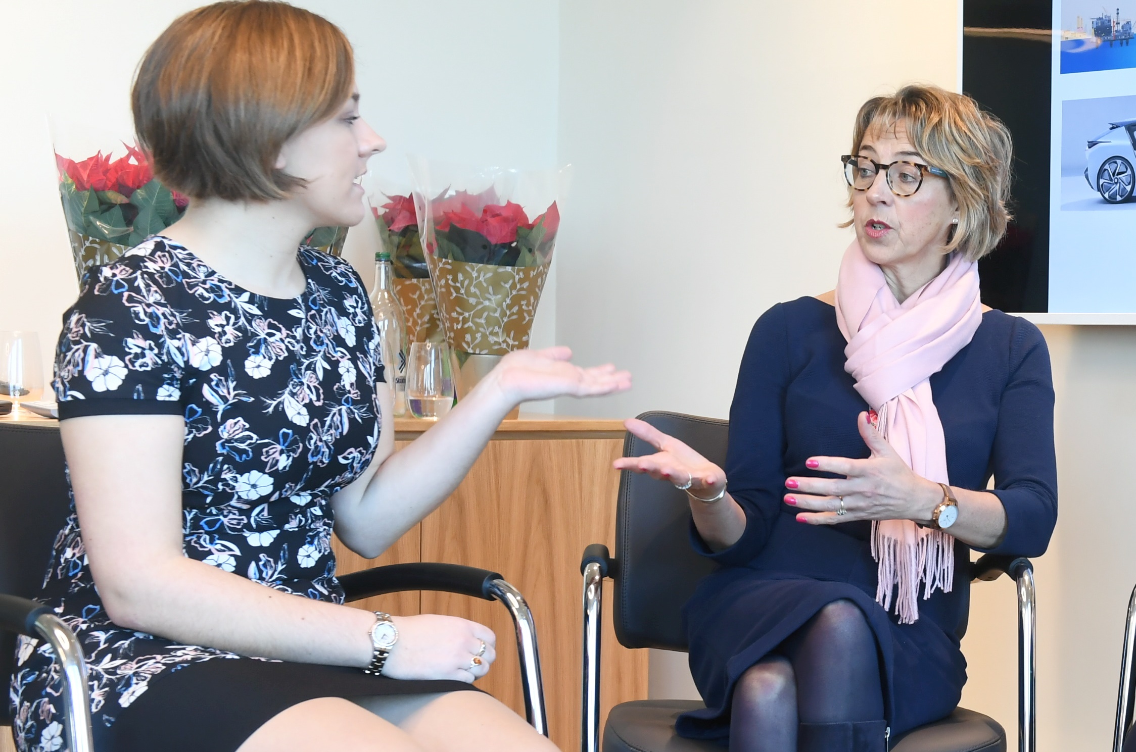 Left, Carla Carla Taylor – Software Engineer and former apprentice at Royal Bank of Scotland and Prof Elizabeth Gammie (Right) – Head of Business School at Robert Gordon University.