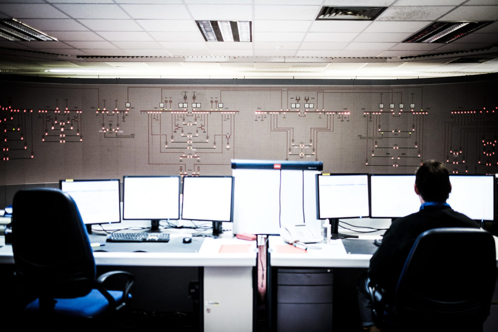 A control room at the Sellafield nuclear site in Cumbria - an integral part of the UK's power grid.