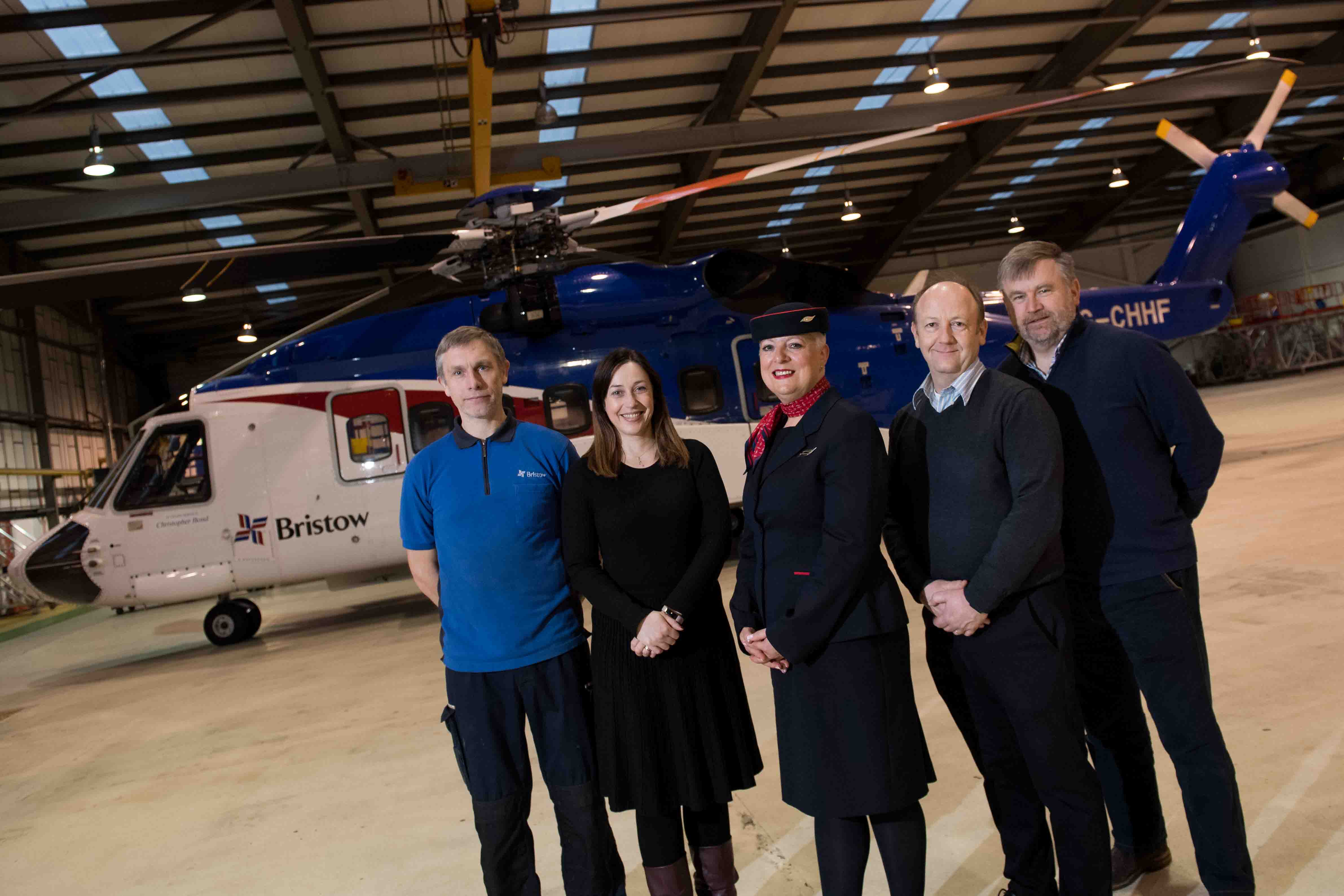 A team of Bristow and Eastern Airways staff are taking part in the Social Bite Sleep in the Park fundraiser. Pictured from left is FItter, Blair Carmie, Business Readiness, IT Manager at Bristow Helicopters Ltd, Julie Carnie, Cabin Crew, Denise Gardiner, Head of Flight Operations, Tim Glasspool and Director of UK Search and Rescue, Russ Torbet.