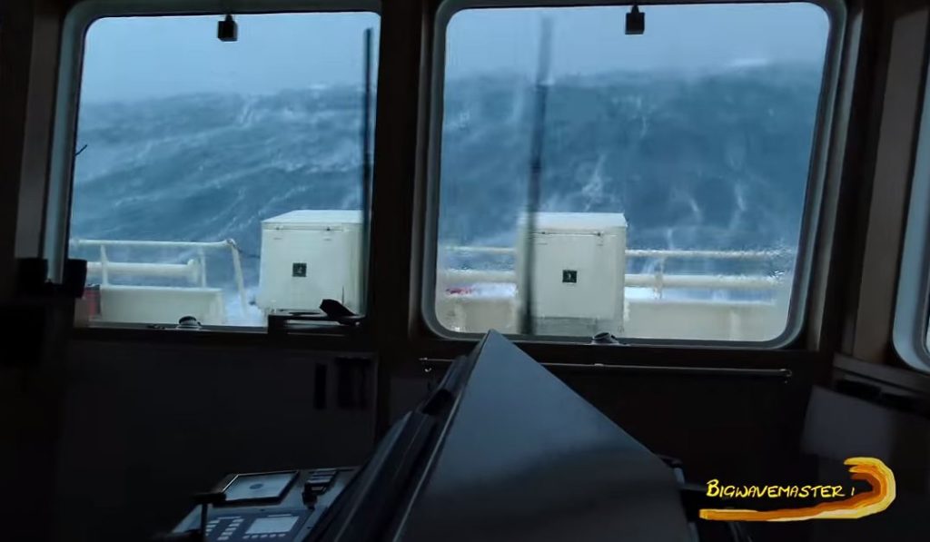 The ERRV faces off high waves amid the storm