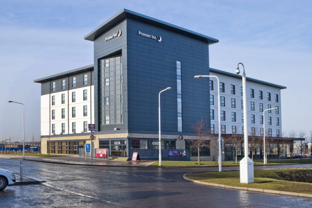 Premier Inn of the Gyle Premier Inn at Edinburgh Park which has become the first in the UK to be battery-powered