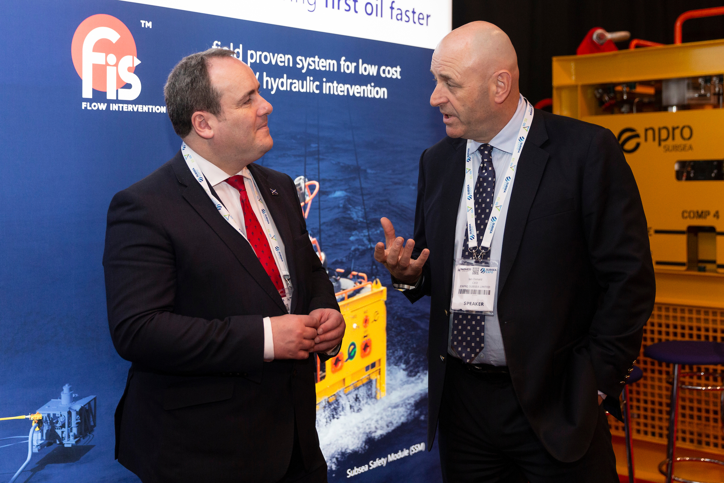 Scottish Government minister for Energy Connectivity and the Islands Paul Wheelhouse MSP with Ian Donald Enpro Subsea managing director