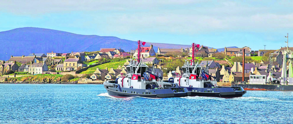 A contract has been signed for two new tugs for Orkney Islands Council's Marine Services. 
 
The design and build contract for the 32-metre tugs was secured by Sanmar Shipyards of Turkey.   
 
Construction is due to take place at Sanmars new specialist tug building facility, all of which is undercover, at Altinova about an hour south of Istanbul. 

pic from Orkney Islands Council