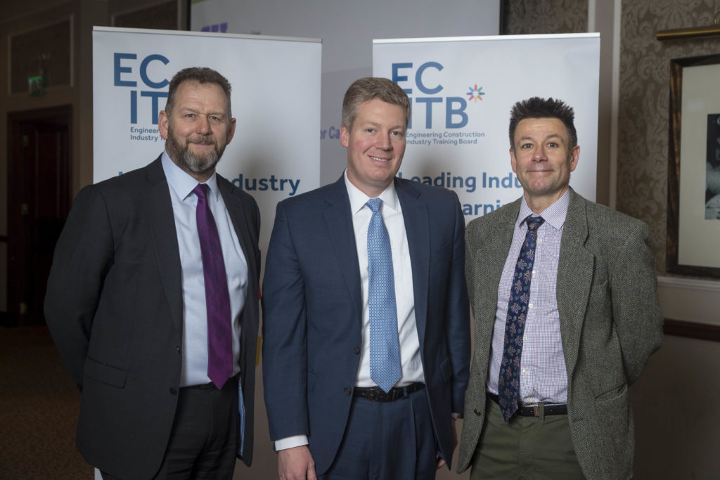 Caption: left to right Andy Brown, Director Operations ECITB; Dr Stephen Mulva, Director of the Construction Industry Institute (CII) at the University of Texas, and William Lindsay, Chairman of the ECITB Oil & Gas Project Management Steering Group (OPMSG)