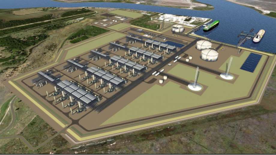 Rendering showing aerial shot of Driftwood LNG site plan