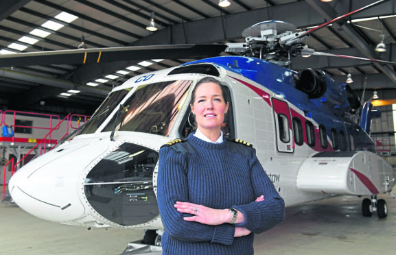 Bristow Pilot Christina Brun at the company base at Aberdeen Airport.
Picture by Kami Thomson