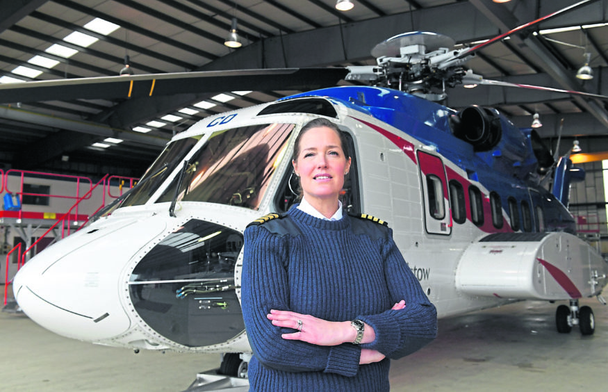 Bristow Pilot Christina Brun at the company base at Aberdeen Airport.           
Picture by Kami Thomson