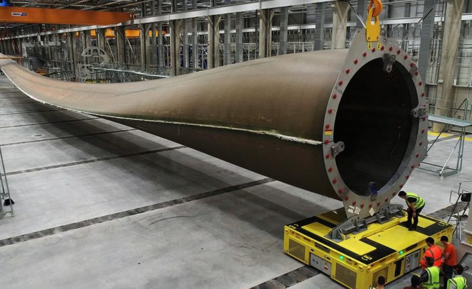 The world's first 107m turbine blade. Pic courtesy of LM Wind Power.