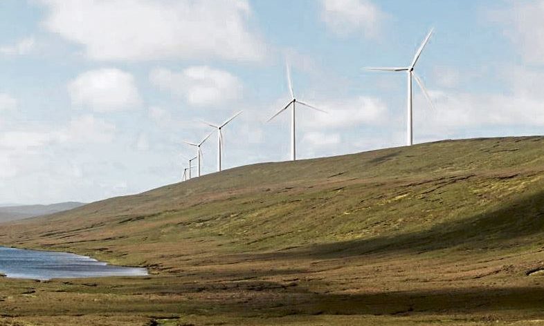 An artist's rendering of the proposed 103-turbine Viking Energy wind farm.