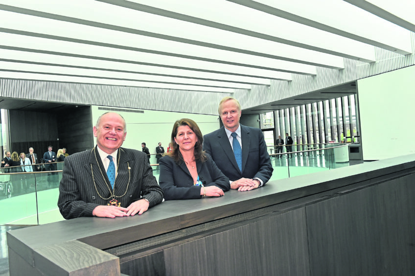 Aberdeen Art Gallery - BP announces £1m investment in the gallery. BP group Chief Executive Bob Dudley, Lord Provost Barney Crockett and Cllr Marie Boulton attended. 
Picture by COLIN RENNIE  May 23, 2019.