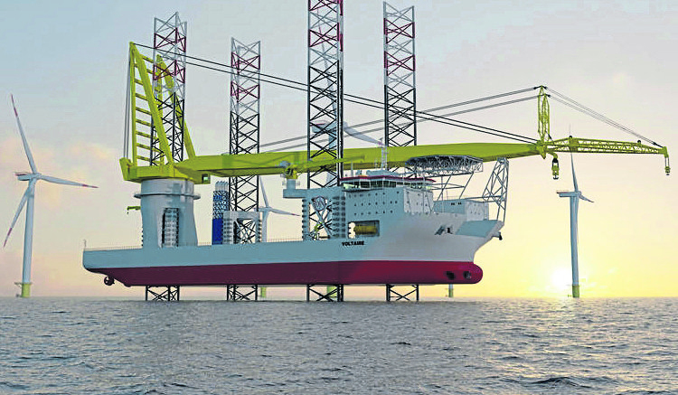 Jack-up installation vessel the Voltaire is designed to transport, lift and instal offshore wind turbines, transition pieces and foundations