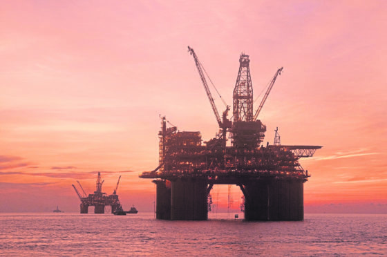 Shell’s Olympus platform in the Gulf of Mexico
Sunset shot of the Shell Olympus platform in the foreground and the Shell Mars platform in the background in the Gulf of Mexico