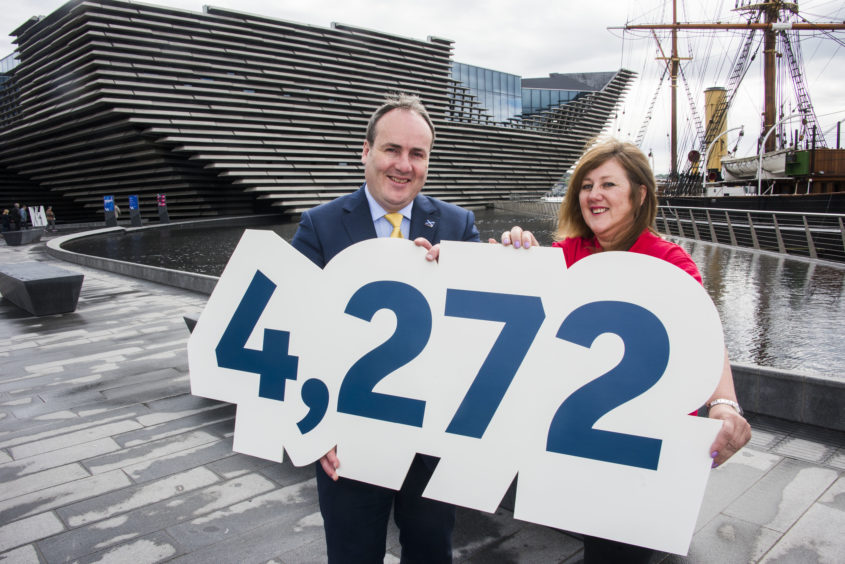 Paul Wheelhouse MSP, TTF recipient Catherine Phillips. Pic Alan Richardson Pix-AR.co.uk